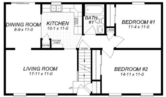 Brewster IV 940 Square Foot Cape Floor Plan