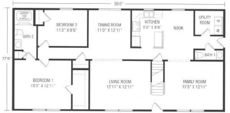 Kirkland | 1540 Square Foot Cape Floor Plan