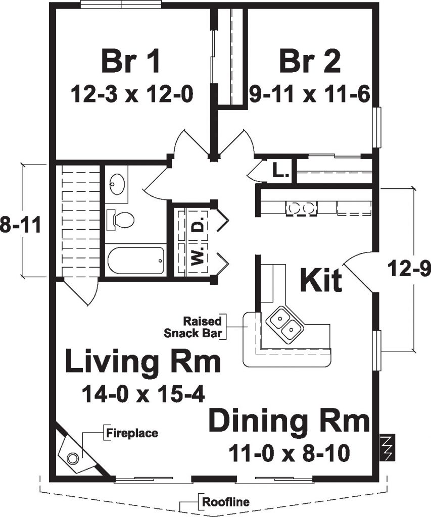 Cedarview B | 1248 Square Foot Ranch Floor Plan