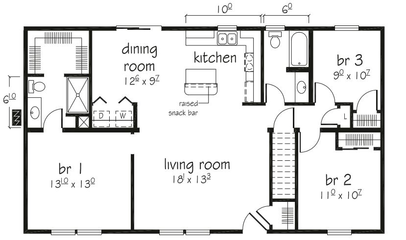 Logan II | 1320 Square Foot Ranch Floor Plan