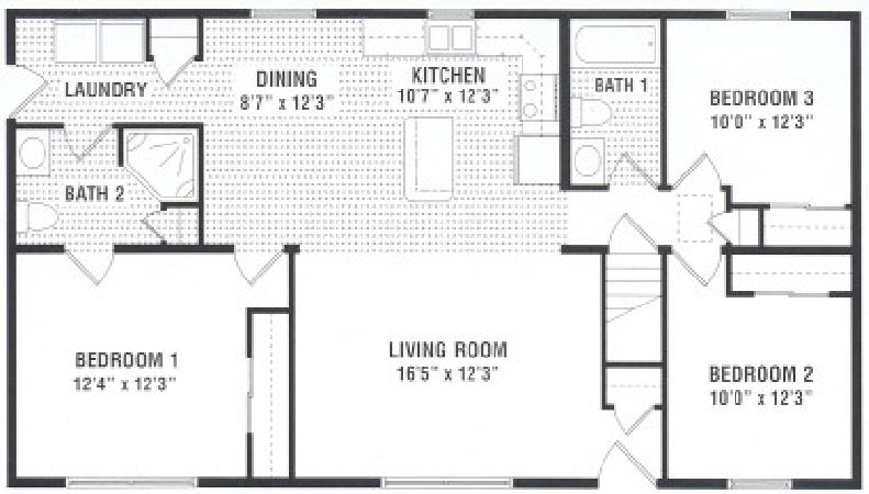 Olympia 1196 Square Foot Ranch Floor Plan