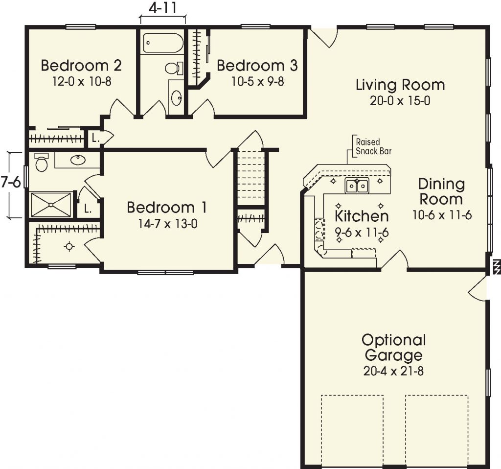 Pinehurst 1417 Square Foot Ranch Floor Plan