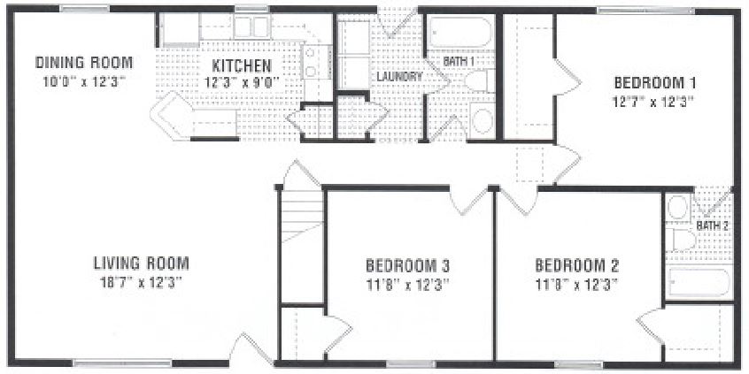 Providence | 1352 Square Foot Ranch Floor Plan