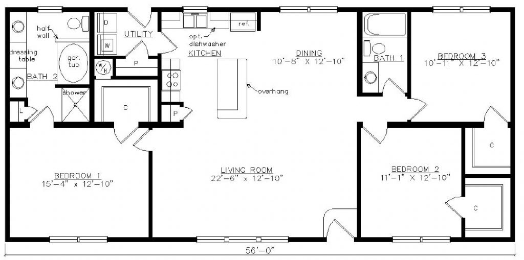 Pinewood | 1531 Square Foot Ranch Floor Plan