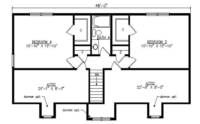 Carolina I | 2077 Square Foot Cape Floor Plan