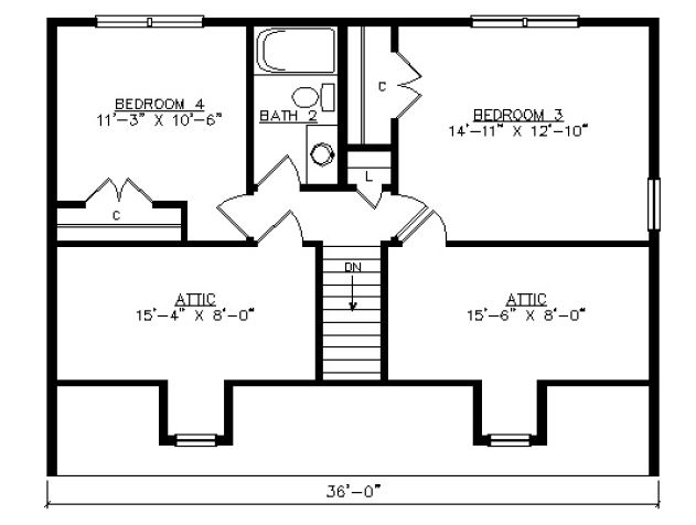 Smallwood I | 1476 Square Foot Cape Floor Plan