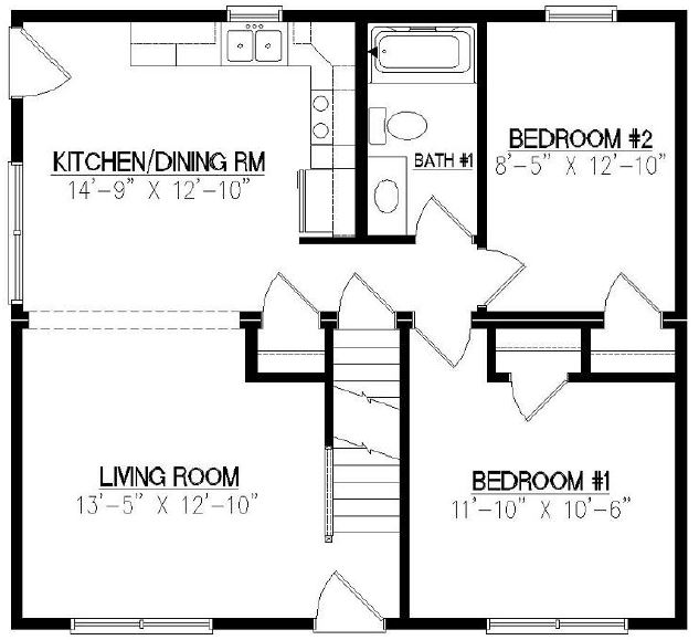 Cherrywood II 825 Square Foot Cape Floor Plan