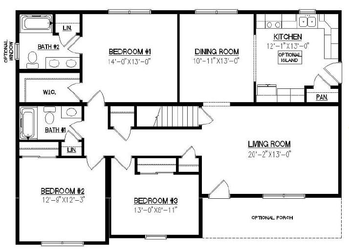 Contour | 1499 Square Foot Ranch Floor Plan