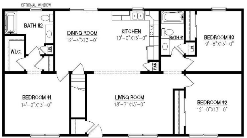 Deerfield II | 1430 Square Foot Ranch Floor Plan