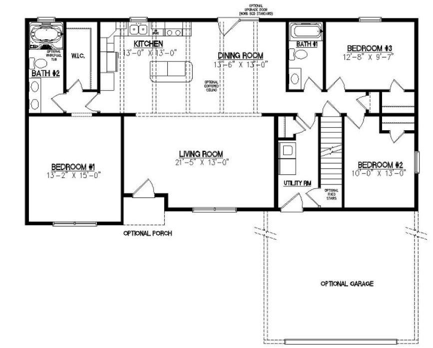 Jamison III | 1557 Square Foot Ranch Floor Plan