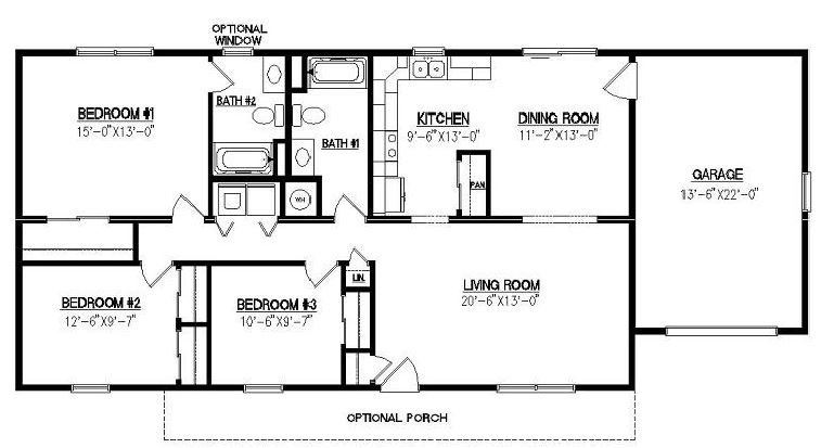 Kingston IV | 1697 Square Foot Ranch Floor Plan