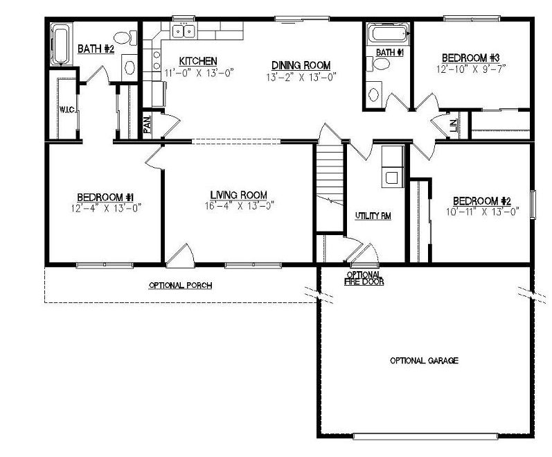 Maitland | 1485 Square Foot Ranch Floor Plan