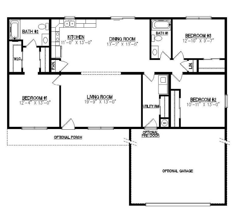 Maitland | 1485 Square Foot Ranch Floor Plan