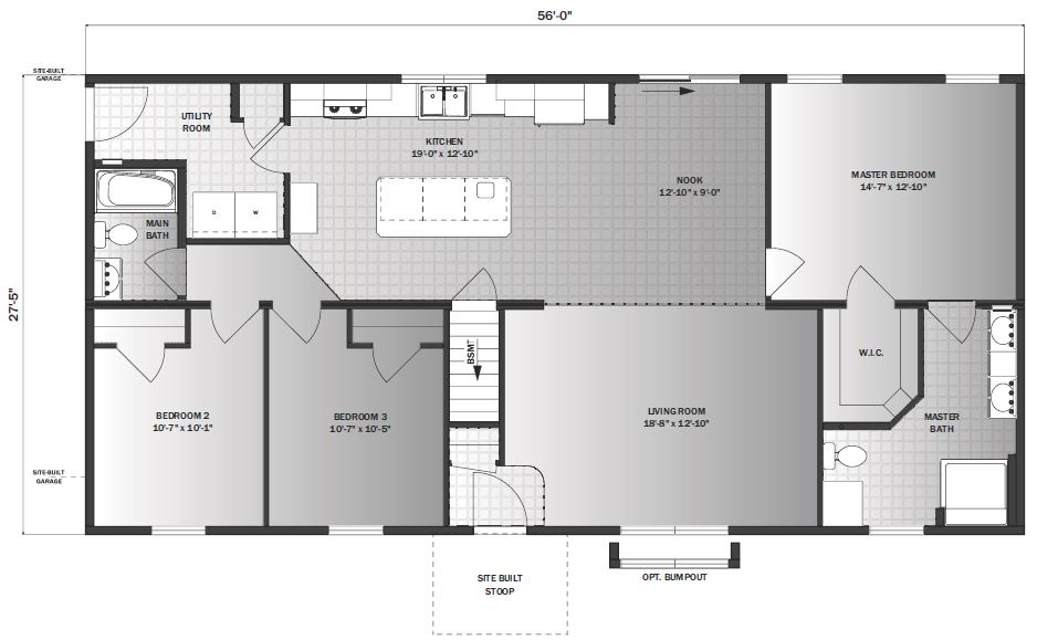 Bridgeport II | 1525 Square Foot Ranch Floor Plan