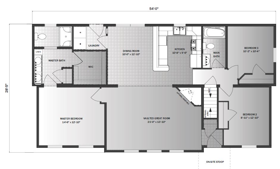 Cascade B 1467 Square Foot Ranch Floor Plan