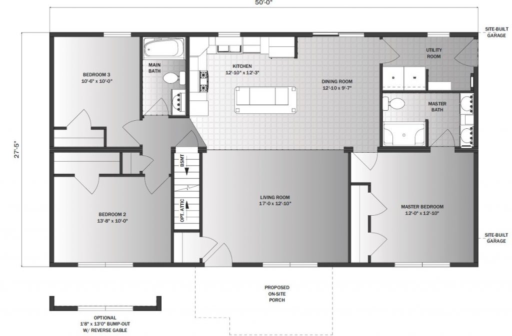 Harding | 1317 Square Foot Ranch Floor Plan