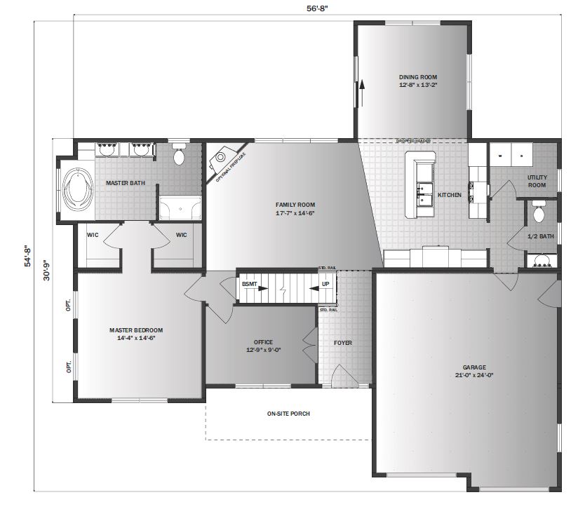 Pebble Hill | 2444 Square Foot Two Story Floor Plan