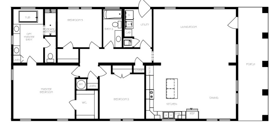 Homewood I 1800 Square Foot Ranch Floor Plan