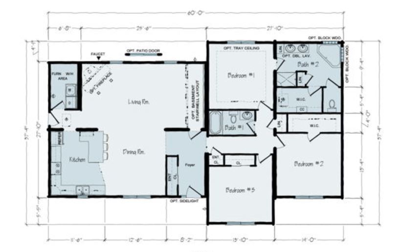 Aristocrat | 1872 Square Foot Ranch Floor Plan