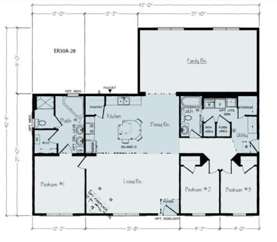 Davis III | 1764 Square Foot Ranch Floor Plan