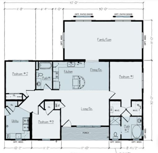 Dublin II | 2010 Square Foot Ranch Floor Plan