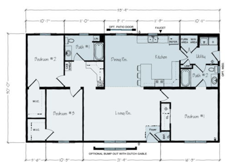 Townsland | 1600 Square Foot Ranch Floor Plan