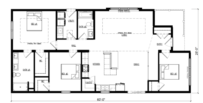 Roscoe | 1652 Square Foot Ranch Floor Plan