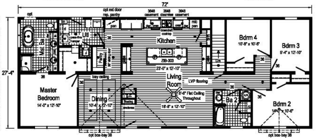 La Bella Casa III | 1968 Square Foot Ranch Floor Plan