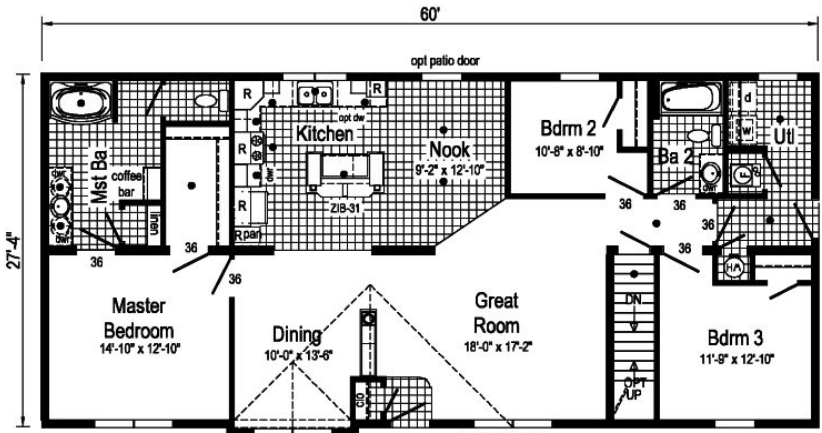 Danbury II | 1647 Square Foot Ranch Floor Plan